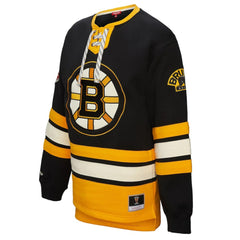 Boston Bruins Mitchell & Ness Women's Heritage Lace-Up Pullover Sweatshirt - Black Sweatshirts