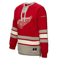 Detroit Red Wings Mitchell & Ness Women's Heritage Lace-Up Pullover Sweatshirt - Red Sweatshirts