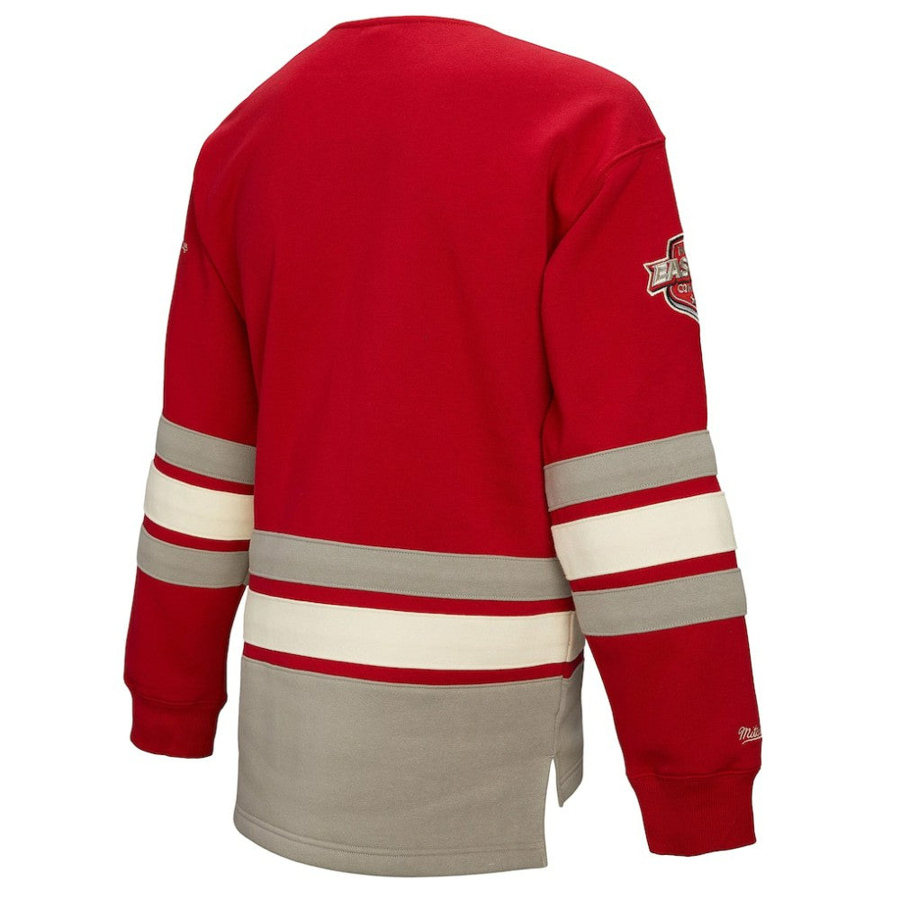 Detroit Red Wings Mitchell & Ness Women's Heritage Lace-Up Pullover Sweatshirt - Red Sweatshirts