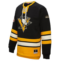 Pittsburgh Penguins Mitchell & Ness Women's Heritage Lace-Up Pullover Sweatshirt - Black Sweatshirts