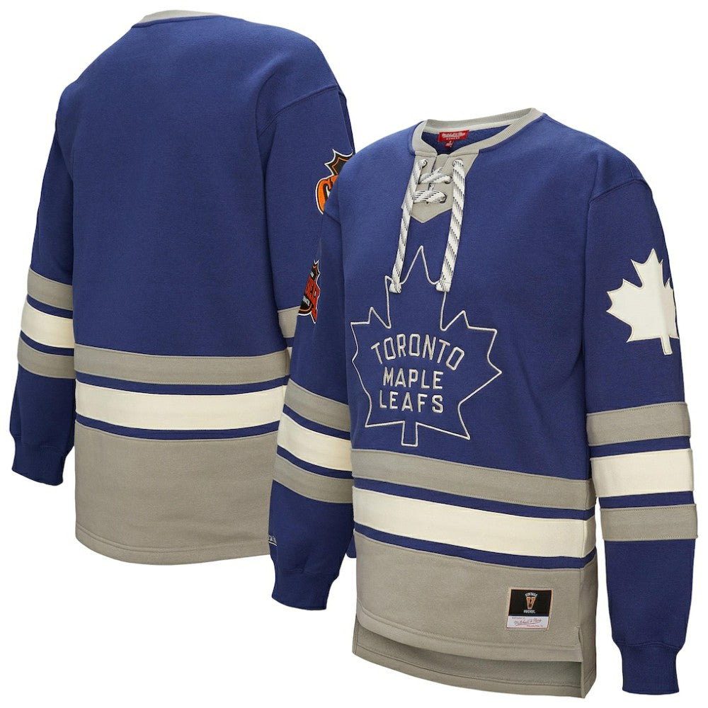 Toronto Maple Leafs Mitchell & Ness Women's Heritage Lace-Up Pullover Sweatshirt - Blue Sweatshirts