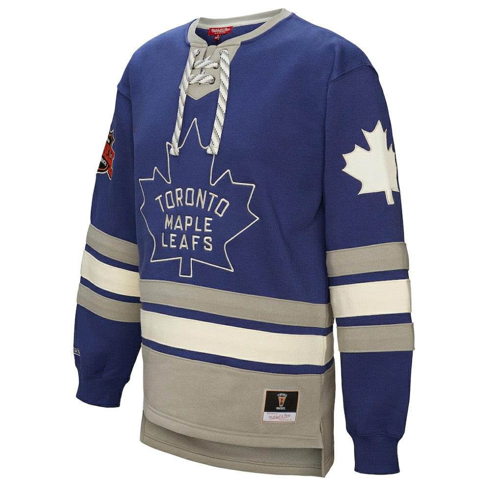 Toronto Maple Leafs Mitchell & Ness Women's Heritage Lace-Up Pullover Sweatshirt - Blue Sweatshirts