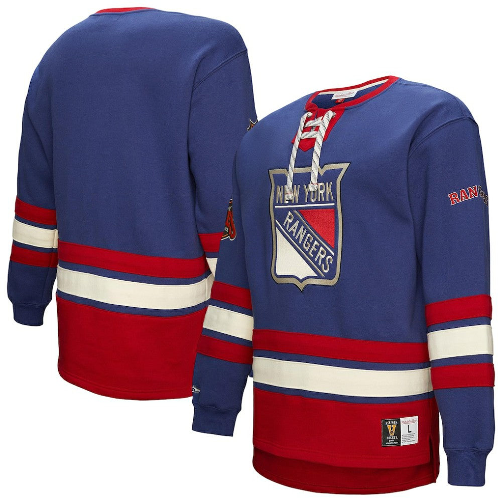New York Rangers Heritage Lace-Up Pullover Sweatshirt - Royal Sweatshirts