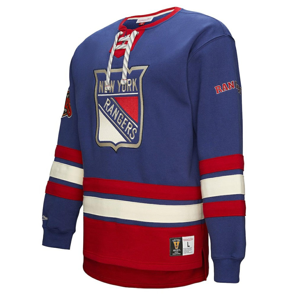New York Rangers Heritage Lace-Up Pullover Sweatshirt - Royal Sweatshirts