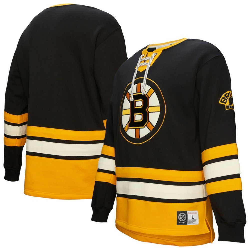 Boston Bruins Heritage Lace-Up Pullover Sweatshirt - Black Sweatshirts
