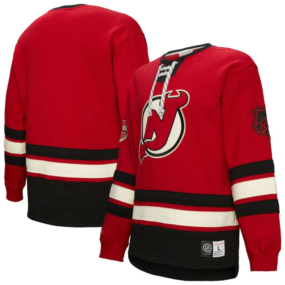 New Jersey Devils Heritage Lace-Up Pullover Sweatshirt - Red Sweatshirts