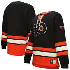 Philadelphia Flyers Heritage Lace-Up Pullover Sweatshirt - Black Sweatshirts