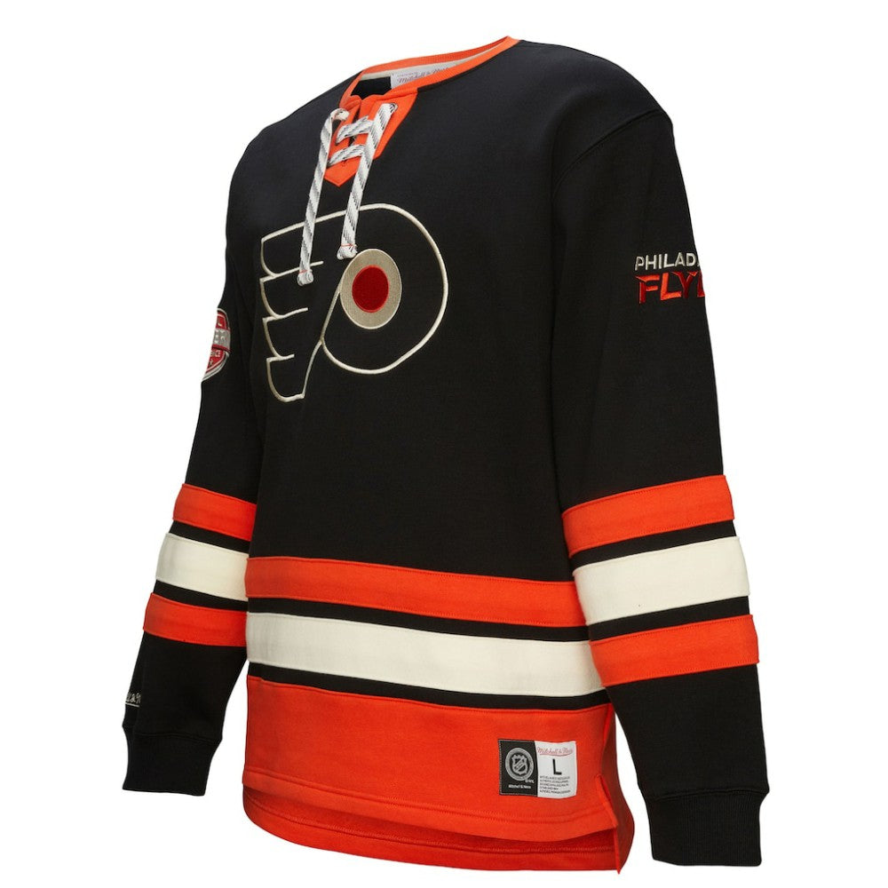 Philadelphia Flyers Heritage Lace-Up Pullover Sweatshirt - Black Sweatshirts