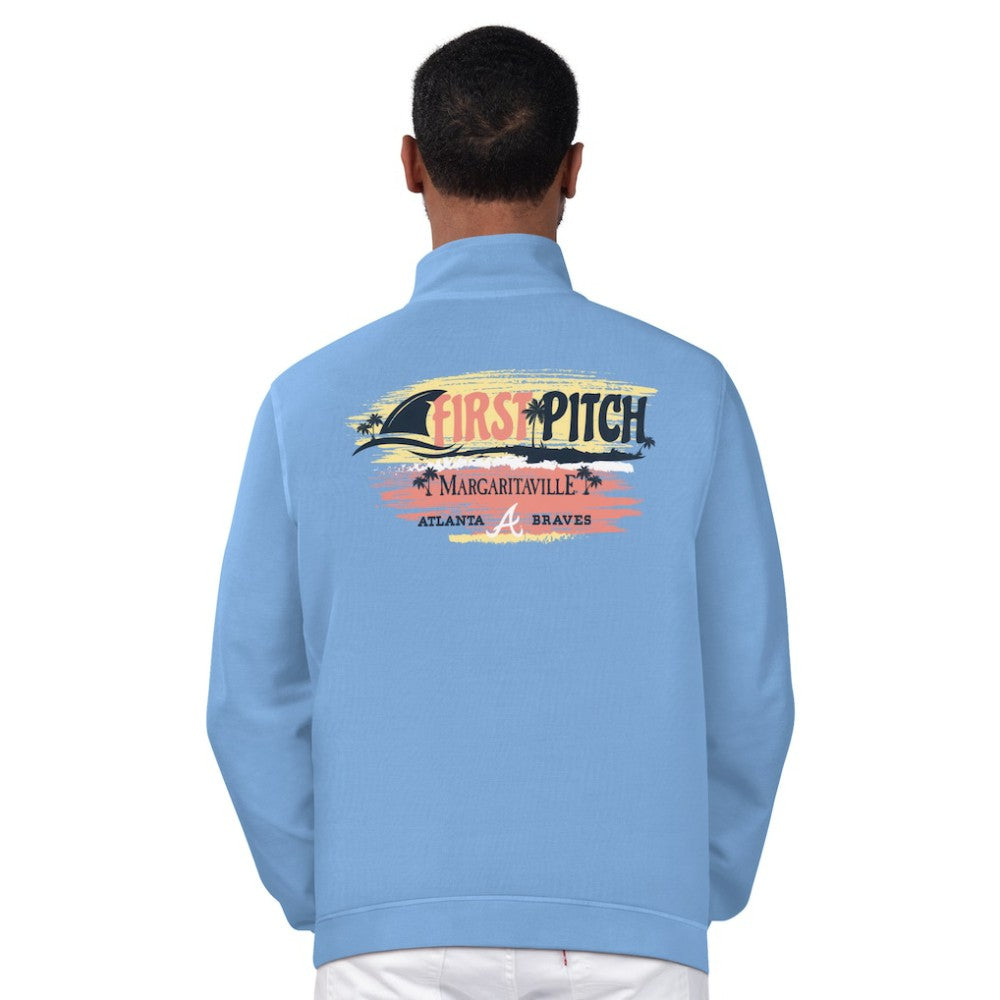 Atlanta Braves Margaritaville First Pitch Quarter-Zip Pullover Top Light Blue