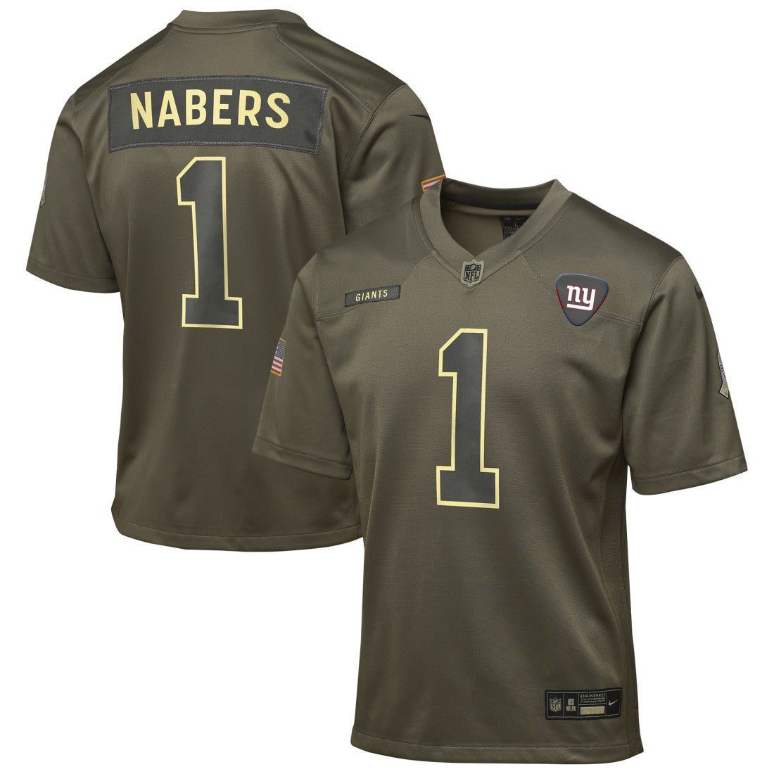 Malik Nabers New York Giants Youth 2025 Salute to Service Game Jersey - Olive outlet