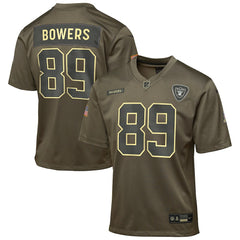 Brock Bowers Las Vegas Raiders Youth 2025 Salute to Service Game Jersey - Olive on sale