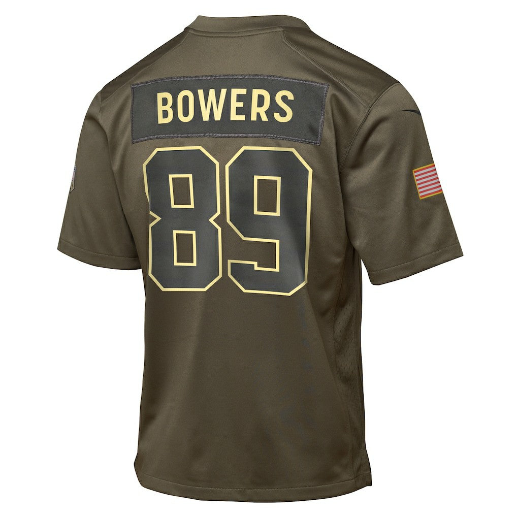 Brock Bowers Las Vegas Raiders Youth 2025 Salute to Service Game Jersey - Olive on sale