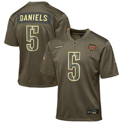 Jayden Daniels Washington Commanders Youth 2025 Salute to Service Game Jersey - Olive outlet