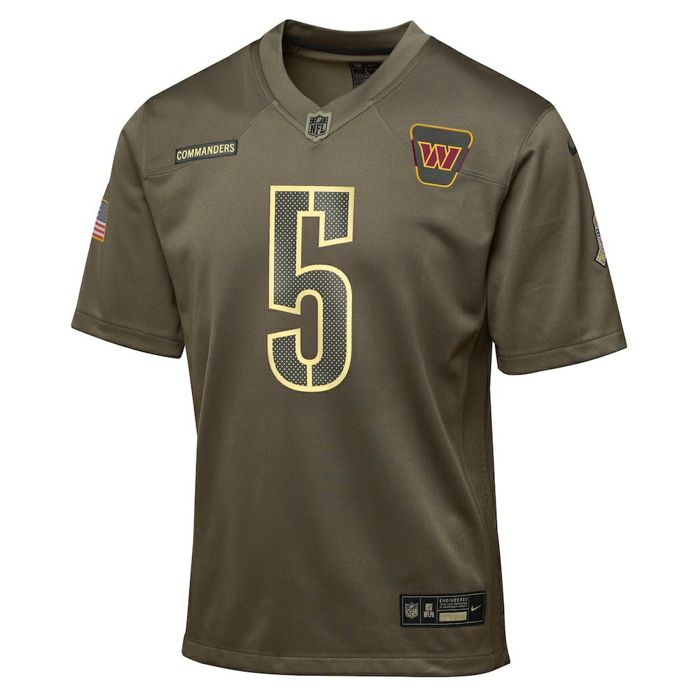 Jayden Daniels Washington Commanders Youth 2025 Salute to Service Game Jersey - Olive outlet