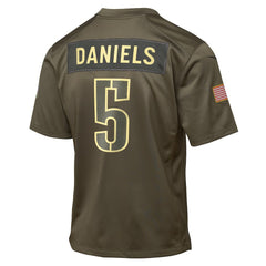 Jayden Daniels Washington Commanders Youth 2025 Salute to Service Game Jersey - Olive outlet
