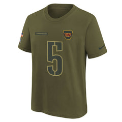 Jayden Daniels Washington Commanders Youth 2025 Salute to Service Name & Number T-Shirt - Olive for sale