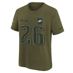 Saquon Barkley Philadelphia Eagles Youth 2025 Salute to Service Name & Number T-Shirt - Olive online