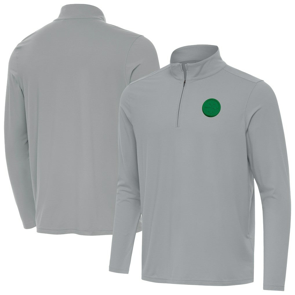 Pittsburgh Steelers Antigua St Patrick Day Intent Quarter-Zip Pullover Top - Gray sale