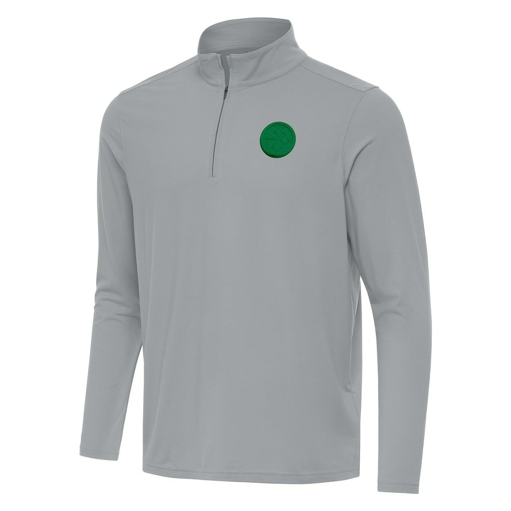 Pittsburgh Steelers Antigua St Patrick Day Intent Quarter-Zip Pullover Top - Gray sale