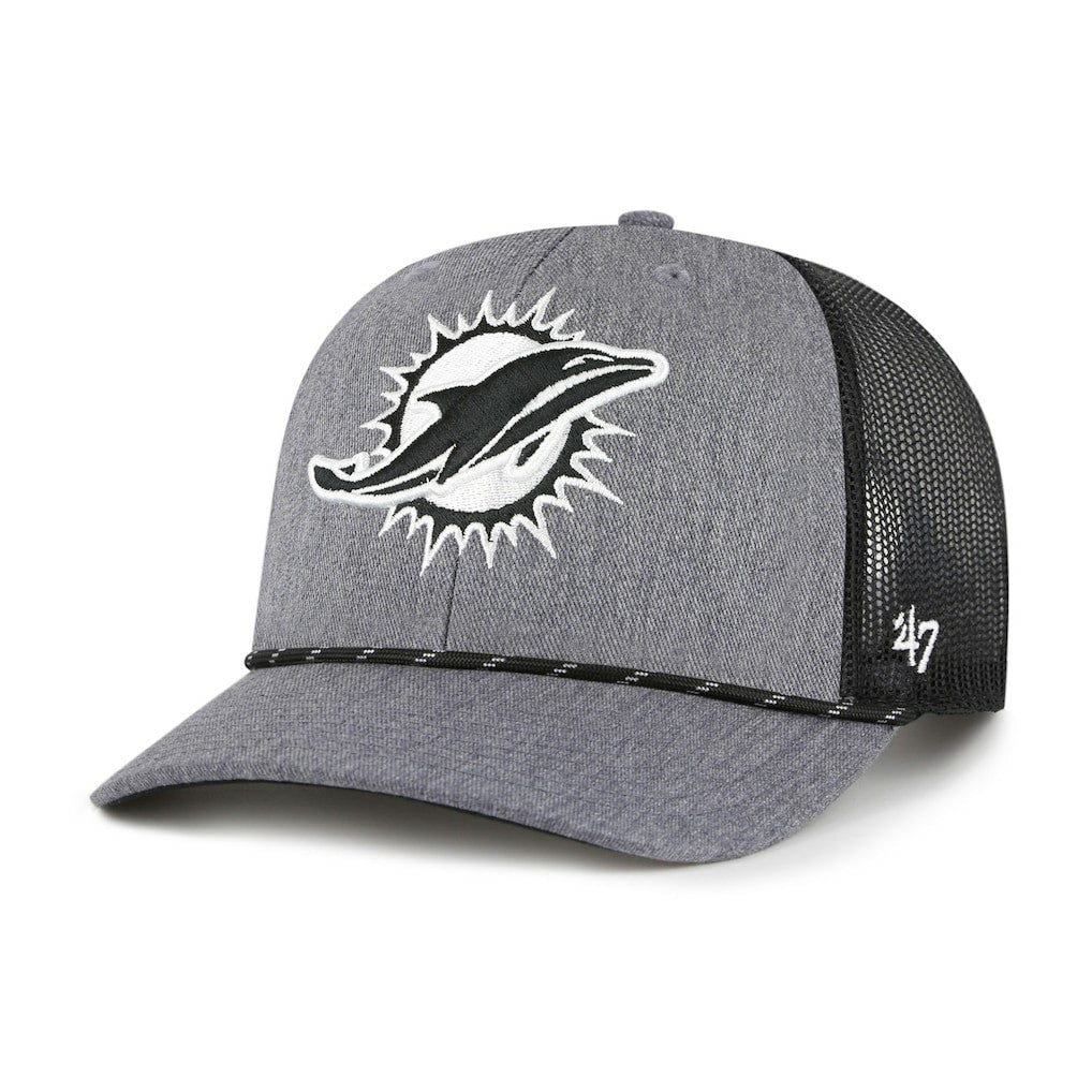 Miami Dolphins '47 Carbon Rope Trucker Adjustable Hat - Heather Charcoal outlet