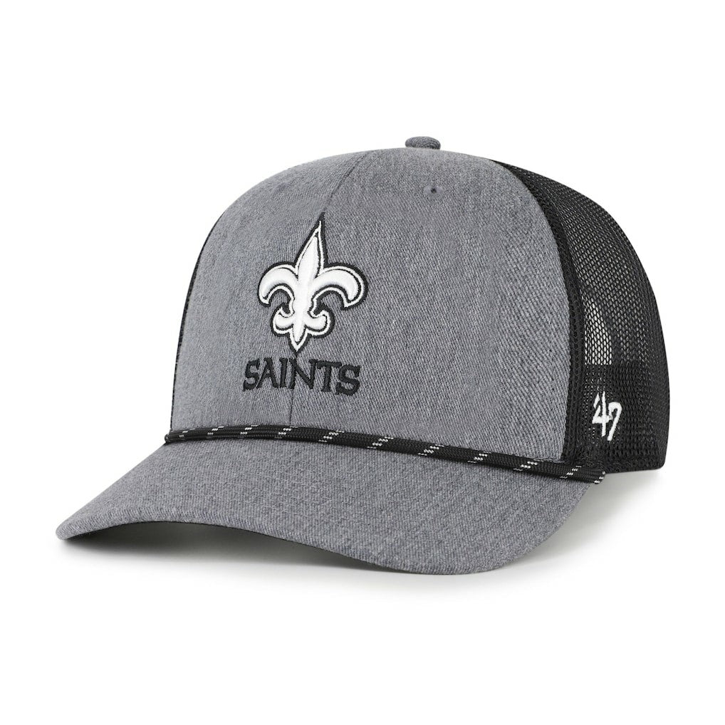 New Orleans Saints '47 Carbon Rope Trucker Adjustable Hat - Heather Charcoal discount