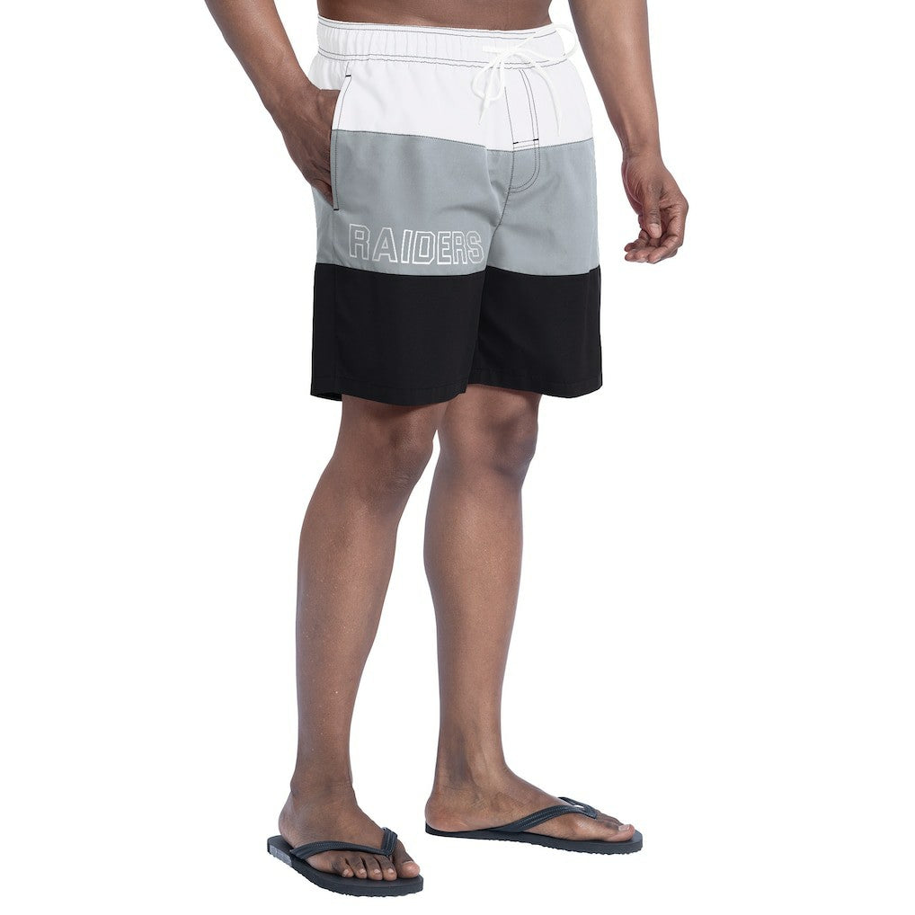 Las Vegas Raiders G-III Sports by Carl Banks Sunrise Volley Swim Shorts - Black/Silver sale