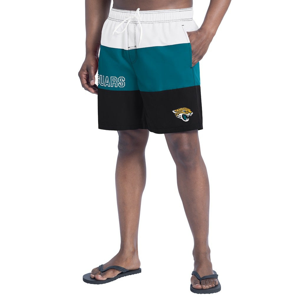 Jacksonville Jaguars G-III Sports by Carl Banks Sunrise Volley Swim Shorts - Black/Teal sale