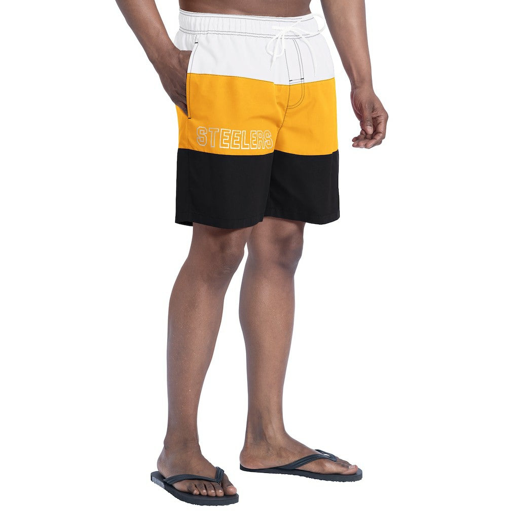 Pittsburgh Steelers G-III Sports by Carl Banks Sunrise Volley Swim Shorts - Black/Gold for sale