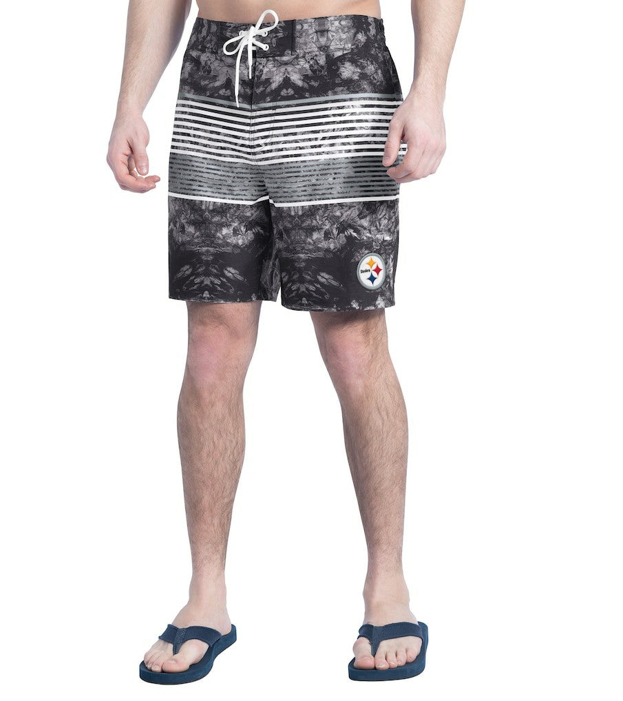 Pittsburgh Steelers G-III Sports by Carl Banks Horizon Volley Swim Shorts - Black/Gray for sale