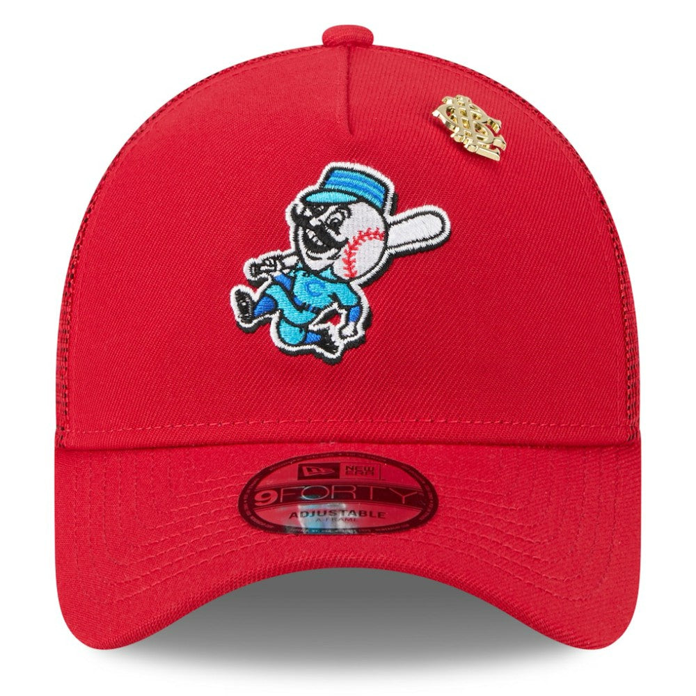 Cincinnati Reds 2025 Big League Chew A-Frame 9FORTY Adjustable Trucker Hat Red