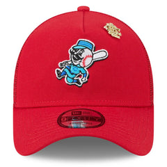Cincinnati Reds 2025 Big League Chew A-Frame 9FORTY Adjustable Trucker Hat Red
