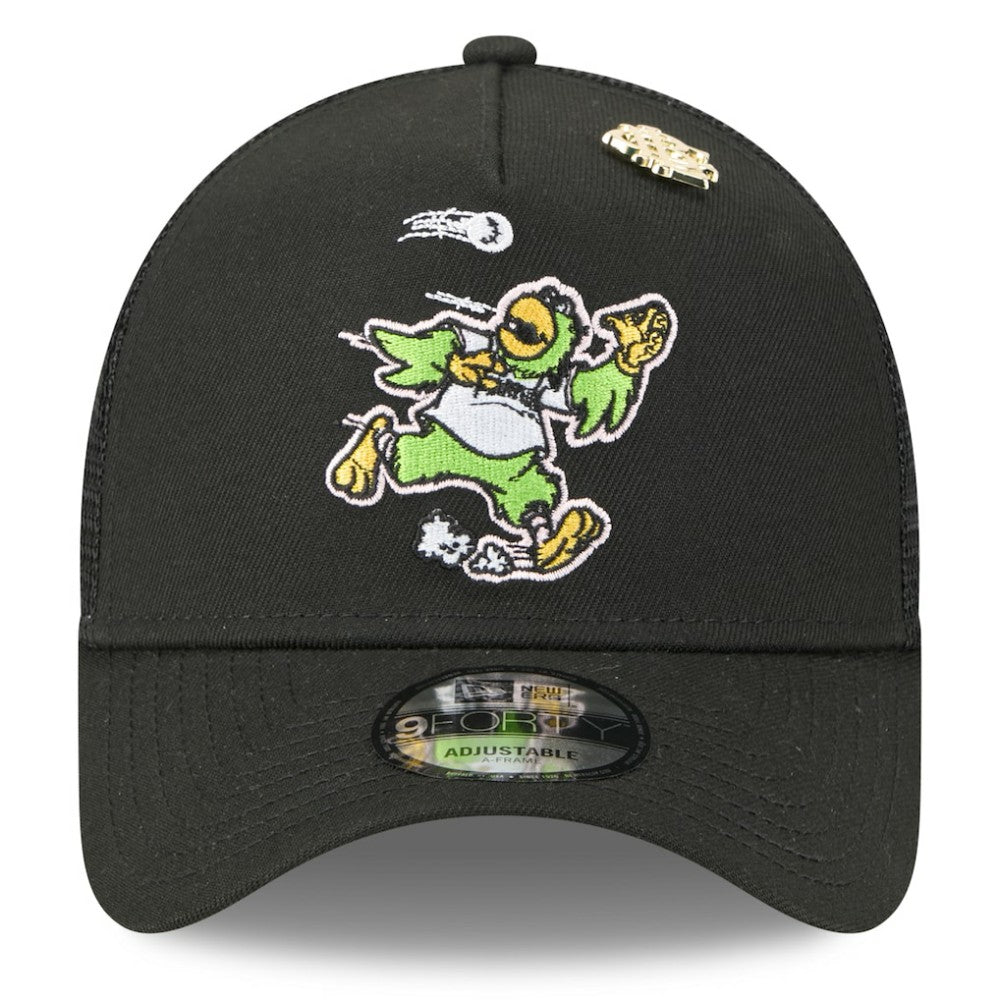 Pittsburgh Pirates 2025 Big League Chew A-Frame 9FORTY Adjustable Trucker Hat Black