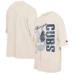 Chicago Cubs Cooperstown Collection Oversized Throwback Distressed T-Shirt Cream