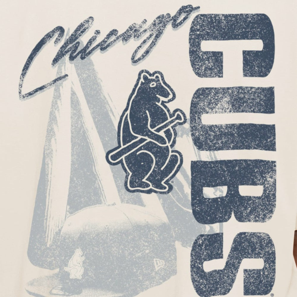 Chicago Cubs Cooperstown Collection Oversized Throwback Distressed T-Shirt Cream