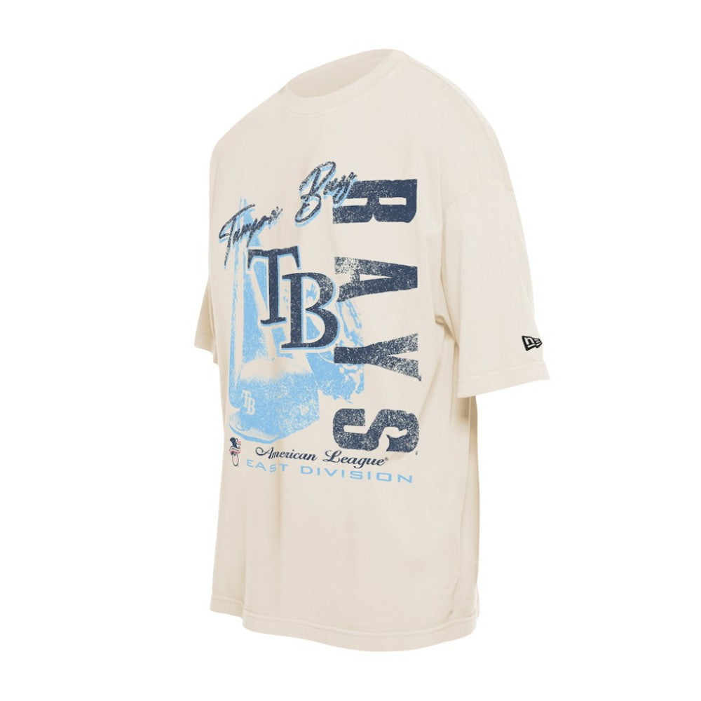 Tampa Bay Rays Cooperstown Collection Oversized Throwback Distressed T-Shirt Cream