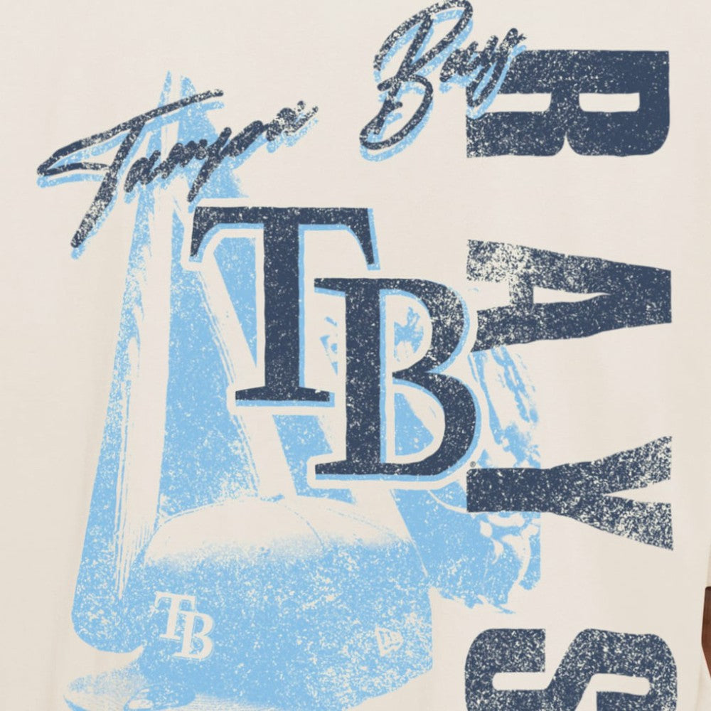 Tampa Bay Rays Cooperstown Collection Oversized Throwback Distressed T-Shirt Cream