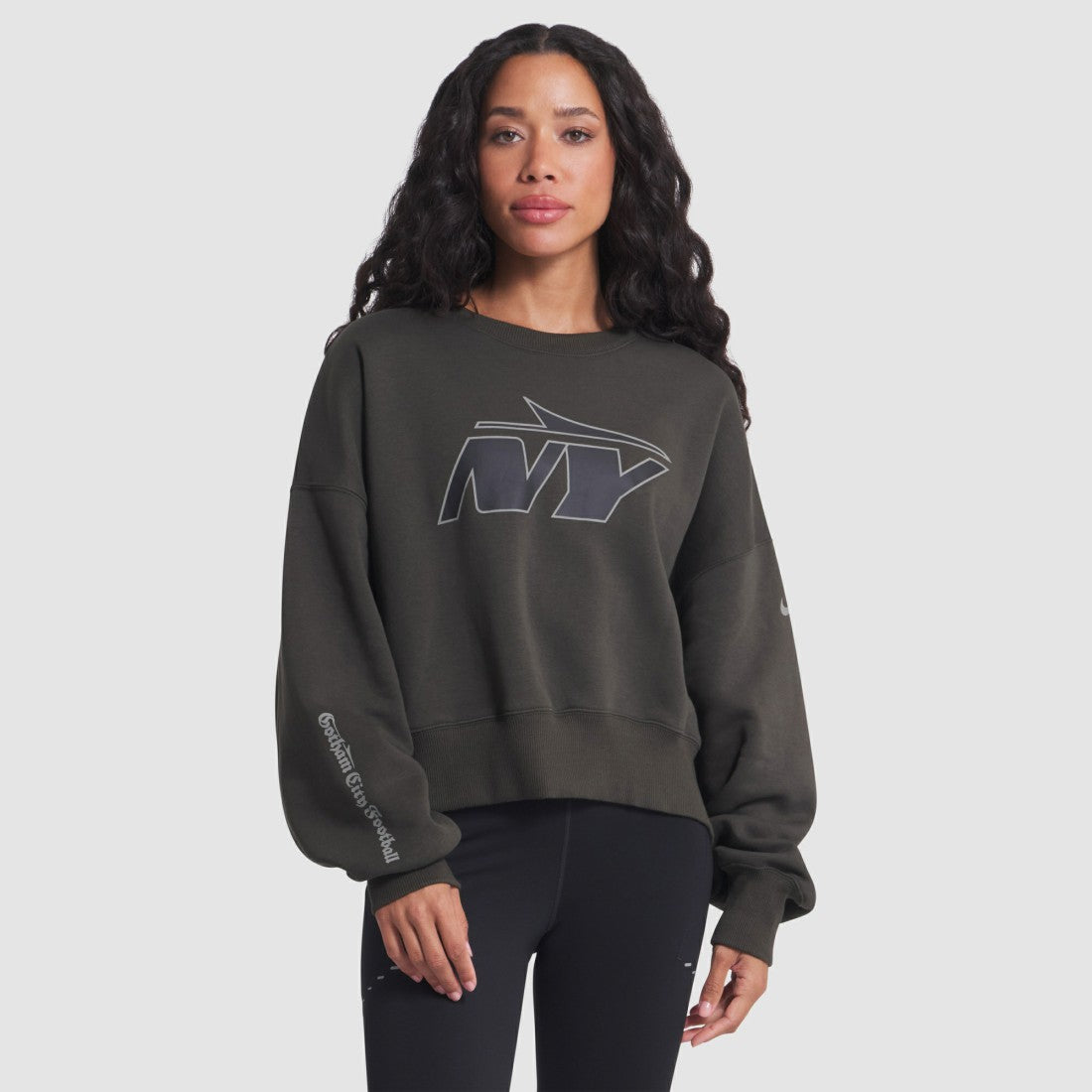 New York Jets Women's 2025 Rivalries Collection Oversized Phoenix Fleece Sweatshirt - Gotham Green on sale