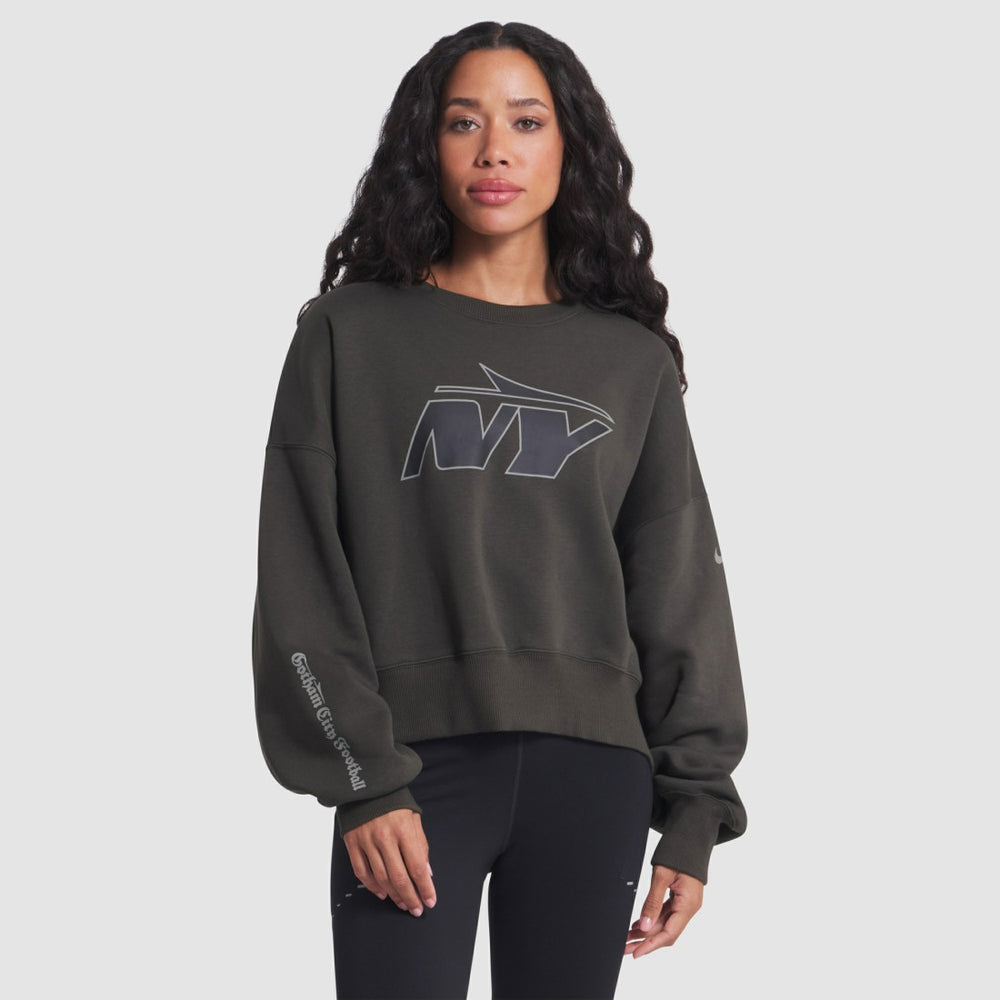 New York Jets Women's 2025 Rivalries Collection Oversized Phoenix Fleece Sweatshirt - Gotham Green on sale