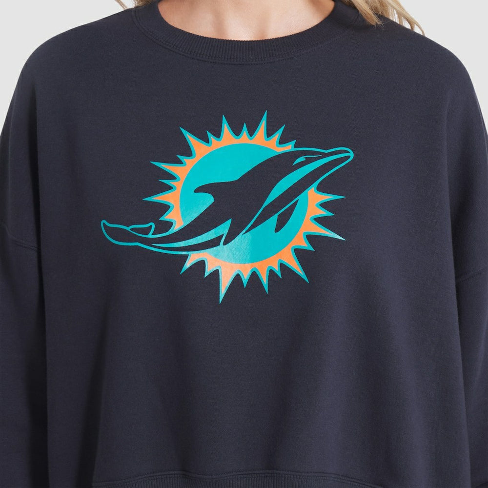 Miami Dolphins Women's 2025 Rivalries Collection Oversized Phoenix Fleece Sweatshirt - Pitch Blue cheap