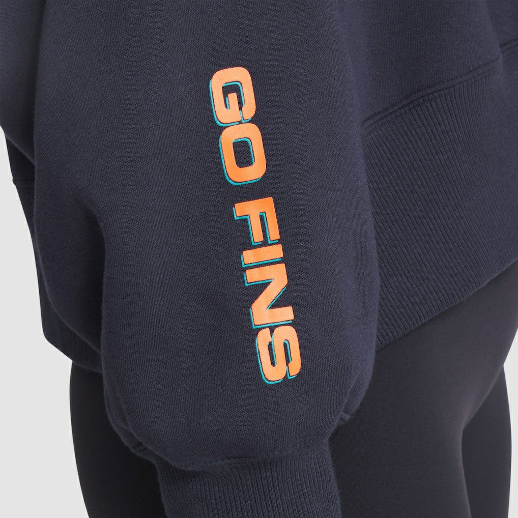 Miami Dolphins Women's 2025 Rivalries Collection Oversized Phoenix Fleece Sweatshirt - Pitch Blue cheap