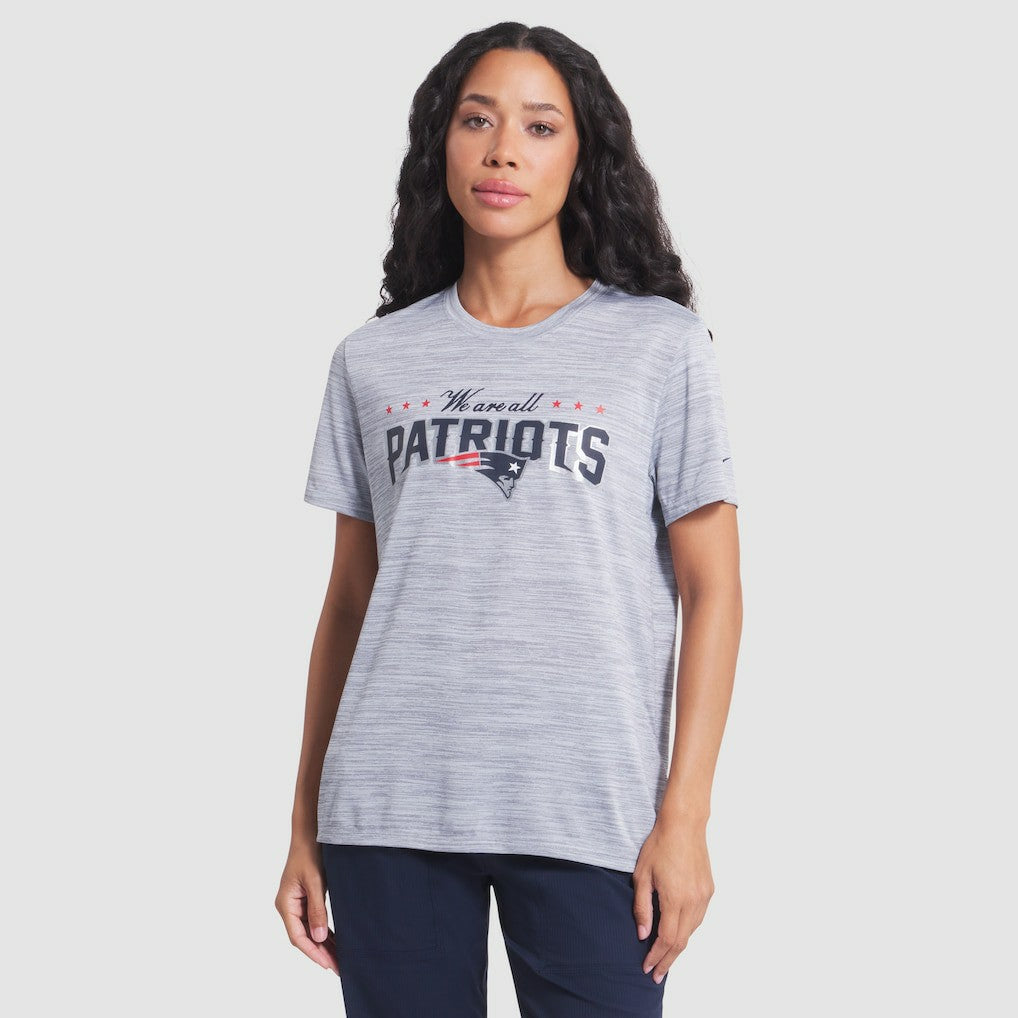 New England Patriots Women's 2025 Rivalries Collection Sideline Velocity Dri-FIT T-Shirt - Silver sale