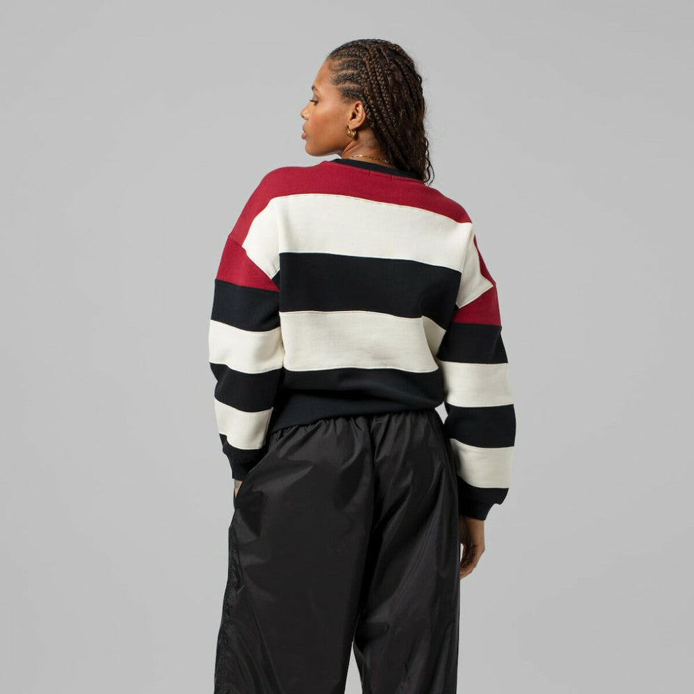 Philadelphia Phillies Women's Cooperstown Collection Blocked Fleece Pullover Sweatshirt- Burgundy/Black
