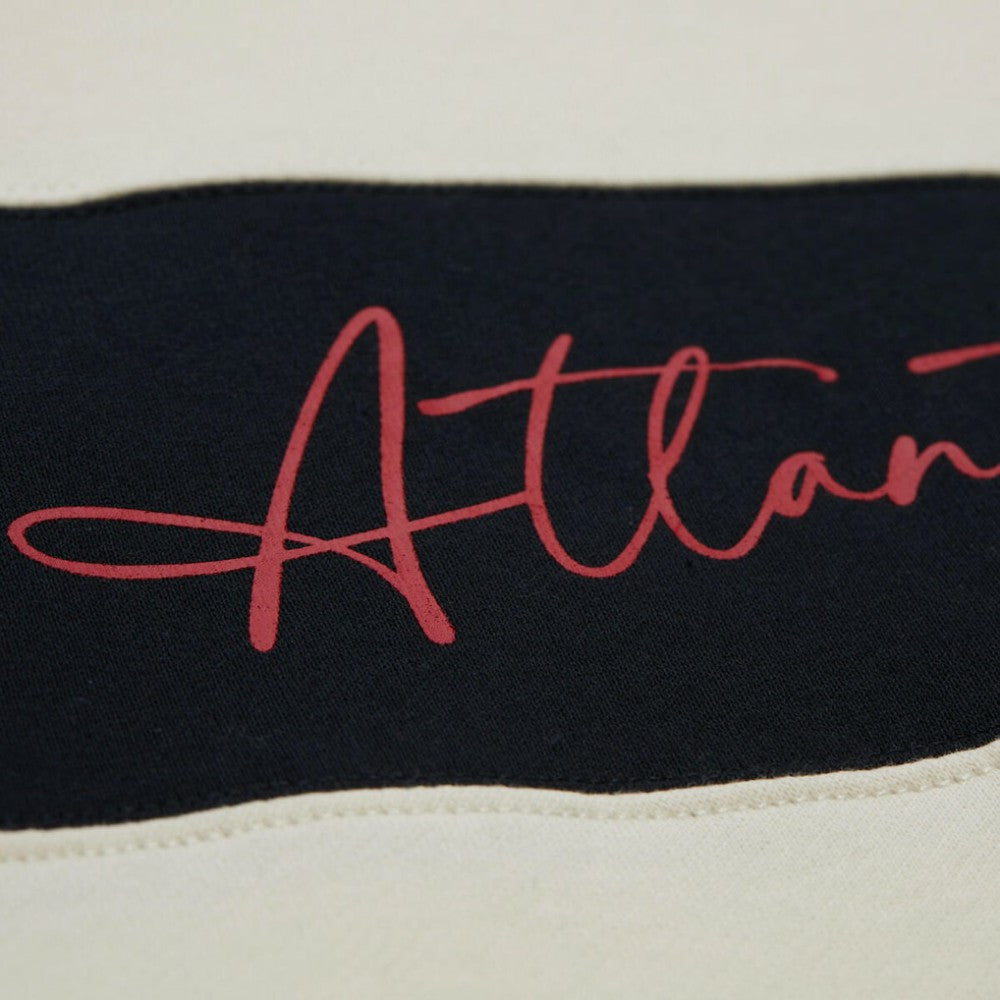 Atlanta Braves Women's Cooperstown Collection Blocked Fleece Pullover Sweatshirt- Red/Black