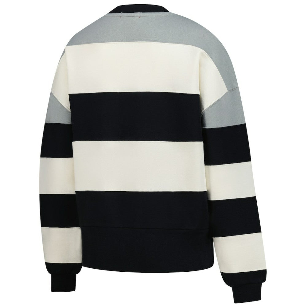 Milwaukee Brewers Women's Cooperstown Collection Blocked Fleece Pullover Sweatshirt- Gray/Black