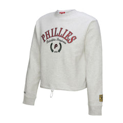 Philadelphia Phillies Women's Cropped Toggle Pullover Sweatshirt Heather Gray