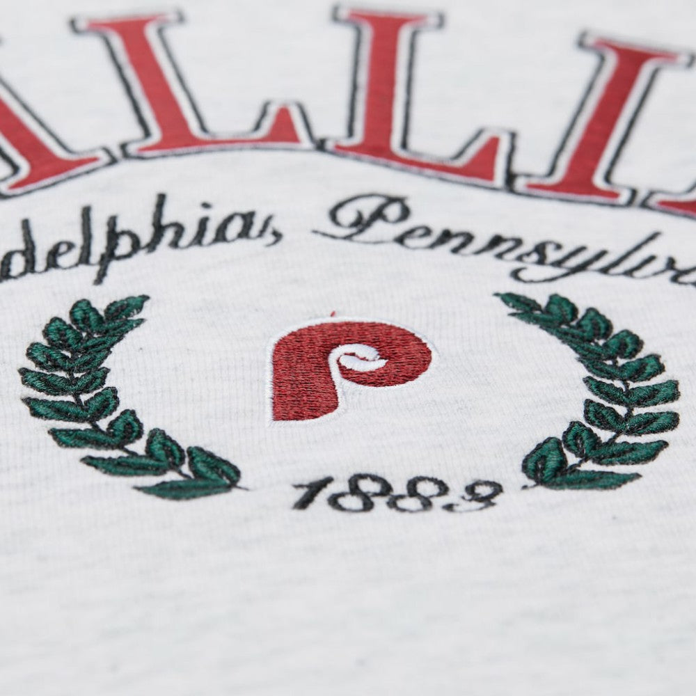Philadelphia Phillies Women's Cropped Toggle Pullover Sweatshirt Heather Gray