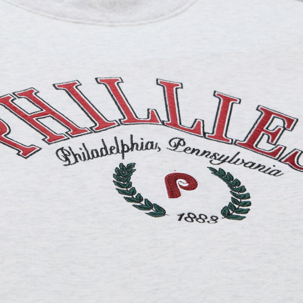 Philadelphia Phillies Women's Cropped Toggle Pullover Sweatshirt Heather Gray