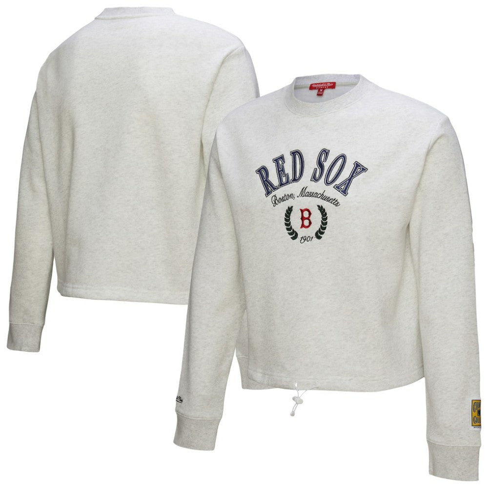 Boston Red Sox Women's Cropped Toggle Pullover Sweatshirt Heather Gray