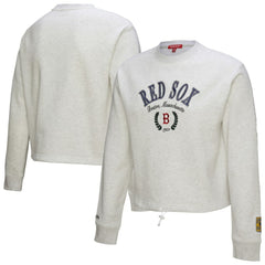 Boston Red Sox Women's Cropped Toggle Pullover Sweatshirt Heather Gray