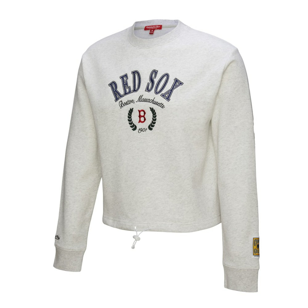 Boston Red Sox Women's Cropped Toggle Pullover Sweatshirt Heather Gray